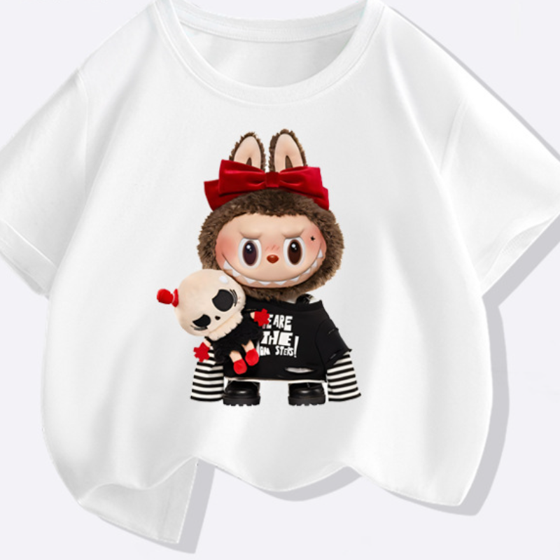 LABUBU boys and girls T-shirt children's designer clothing pattern printed design children's t-shirt summer top comfortable soft suitable fo