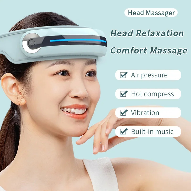 Electric Head Massager with Heat Scalp Stress Relax Airbag Vibration Bluetooth Music for Forehead Temple Massage Relaxing Gift 250716