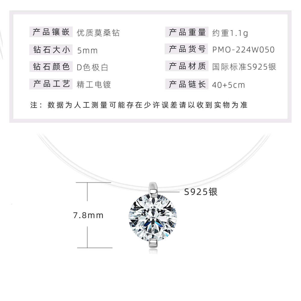Pretty Good Life Same Style Necklace For Women S Pure Sier Invisible Mermaid Tears 2 fashion Moissanite Pendant 1Fe