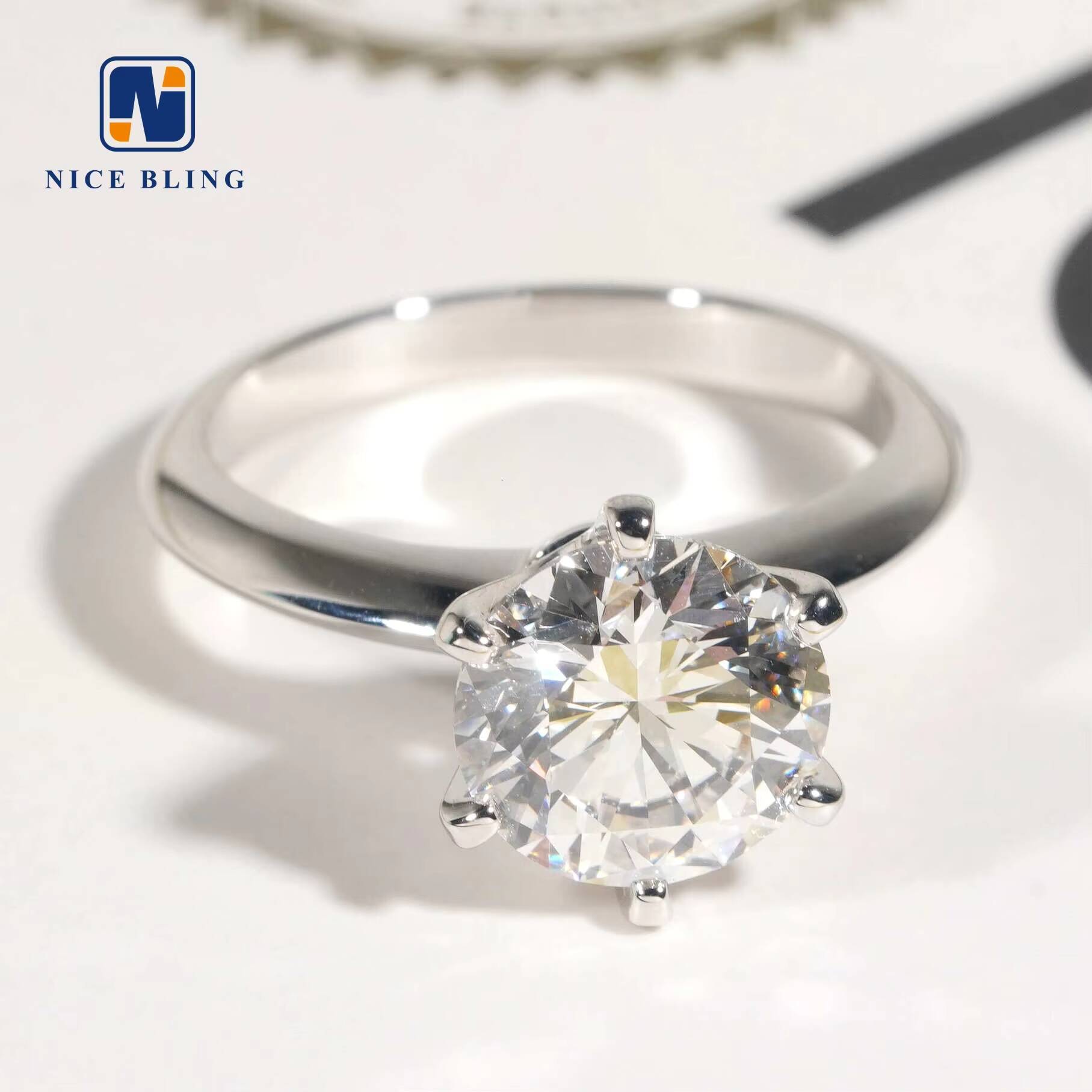 14K White Gold Diamond Women Rings Classic 6 Prongs Setting VVS2 G Color 1.5ct Lab Grown Diamond Engagement Rings Fine Jewelry