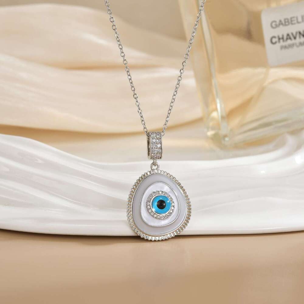 Exaggerated Demon Zircon Pendant Necklace Titanium Steel Copper Gold-Plated Eye Design Clavicle Chain Ed7