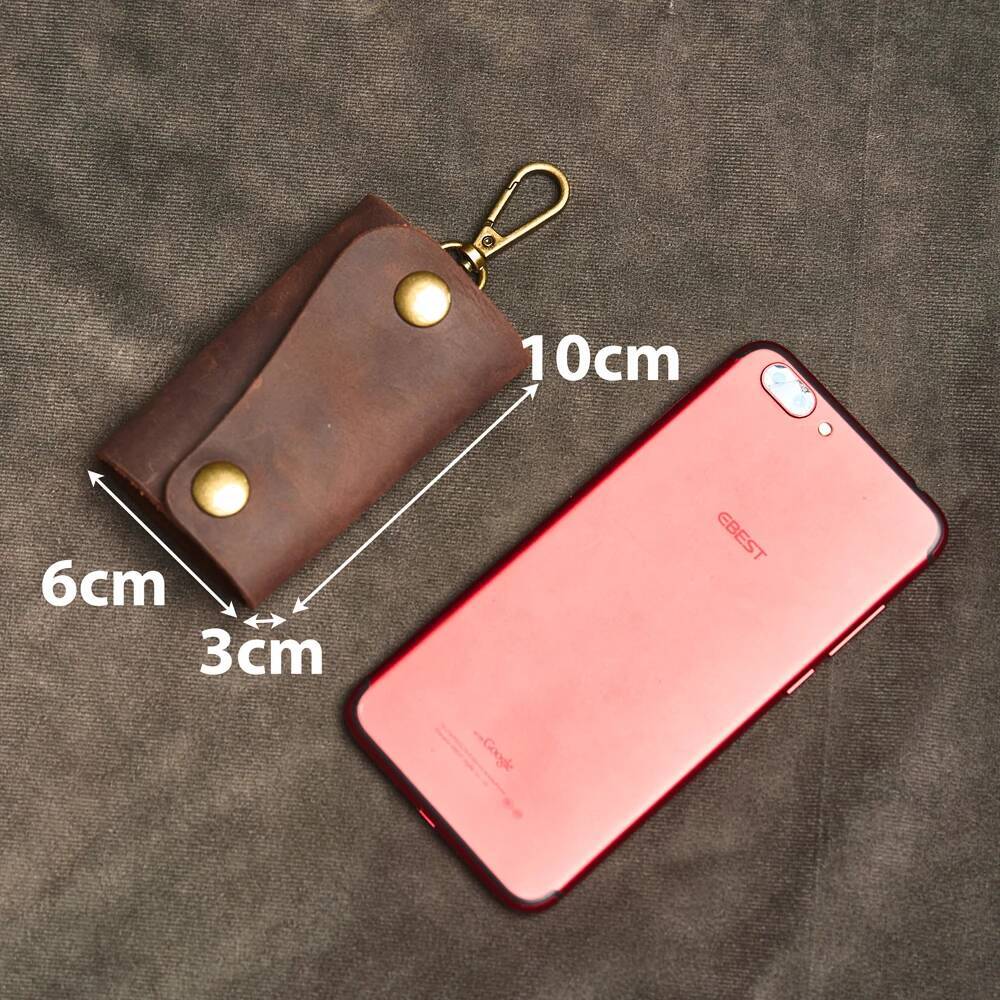 Handmade Genuine Leather Keychain Men Organizer Pouch Wallets Housekeeper Key Case Card Holder Male