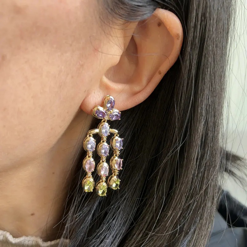 Bilincolor Cubic Zirconia Trendy Cute Tassel Summer Earring for Women 250716