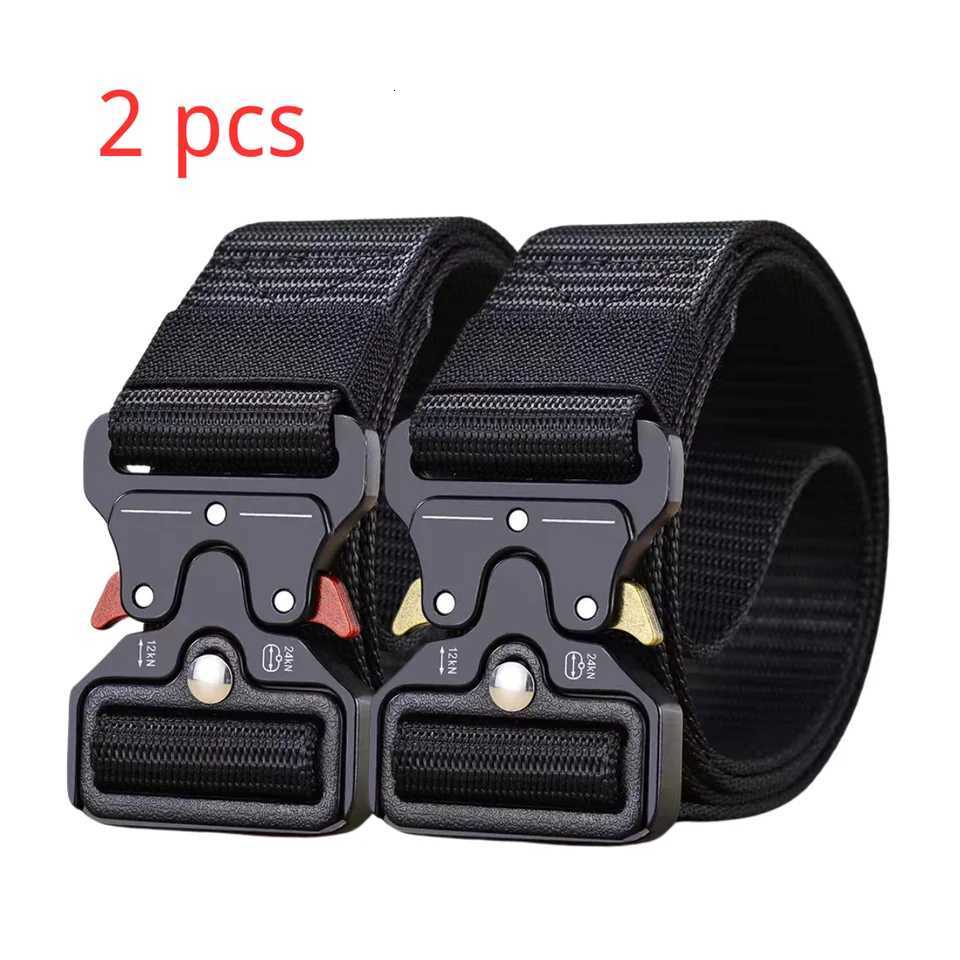 2pcs Red Ears Plastic Buckle Tactical Belt Mens Multifunctional Military Fan Canvas Belt Outdoor Faux Nylon Training Waist Belt W250717