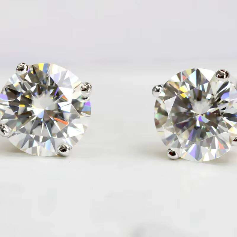 Fashion Stud 10K Solid White Gold GRA Certificate Round Cut Best Selling Moissanite Earrings