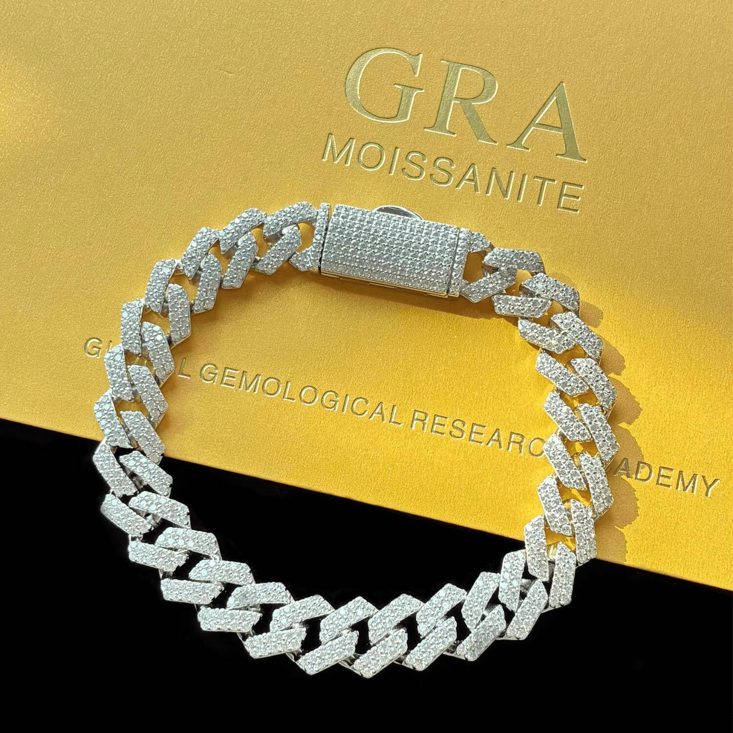 VVS Diamond 2rows 10mm S925 Silver GRA Moissanite Necklace Bracelet Mans Hiphop Cuban Link Chain for Fashion Jewelry for Men