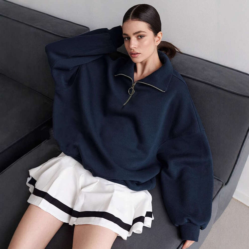 Autumn Winter Women's Unisex Fashion Street Style Loose Zip-Up Hoodie B5
