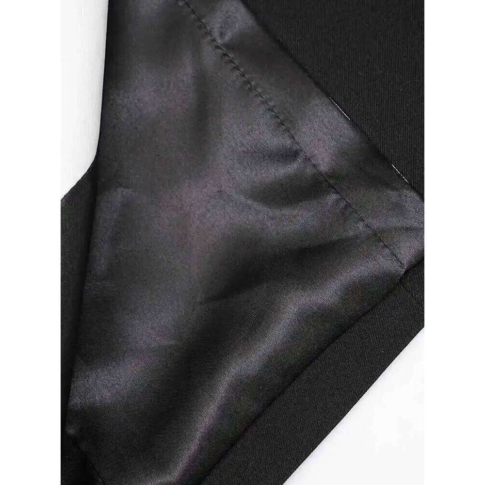 EAM Black Color-Block Elegant Trench Women New Lapel Long Sleeve Loose Fit Windbreaker Fashion Tide Spring Autumn 2025 Cpdb129