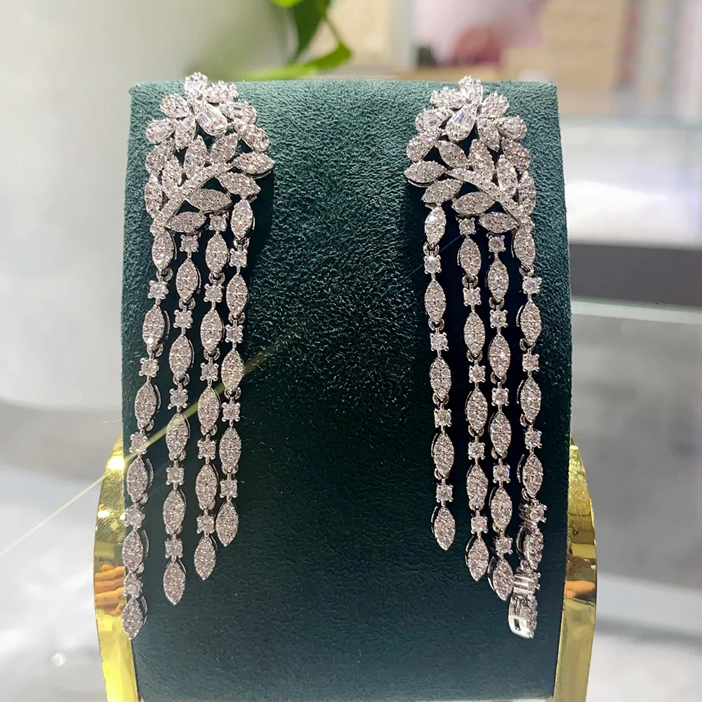 GODKI 2025 Trendy Link Chain Long Drop Earrings Cubic Zircon Earrings For Women Drop Earrings Brincos Fashion Jewelry 250716