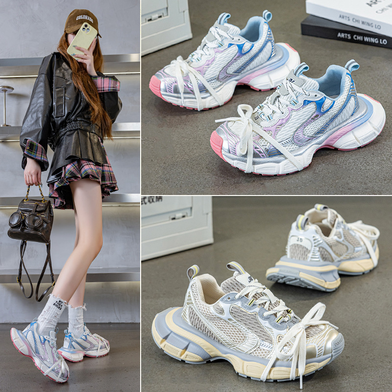 Paris 3XL Dad 2025 Spring Summer New Mesh Internet Celebrity Same Style Shoes Thick Sole Casual Sneakers for Women ddmysaturn