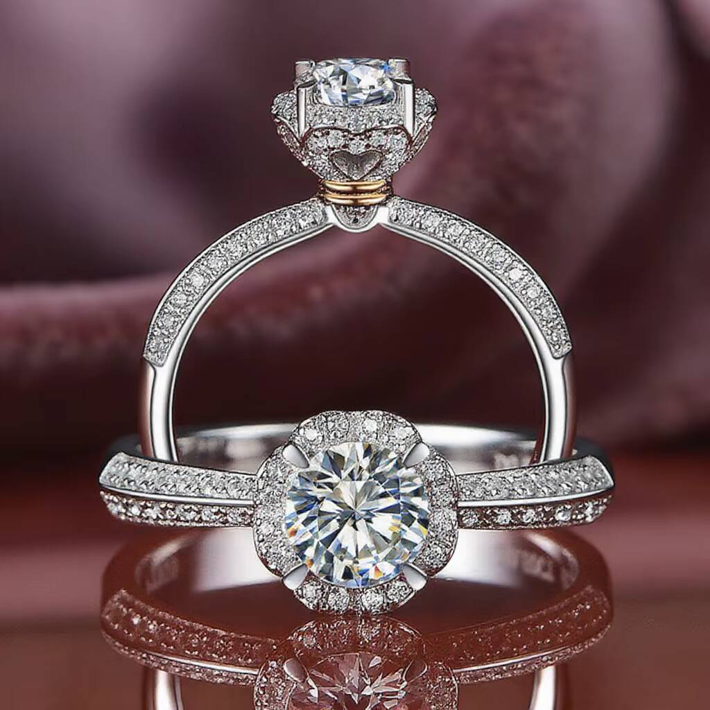 Womens Stylish round Moissanite Eternity Silver Fine Jewelry Rings