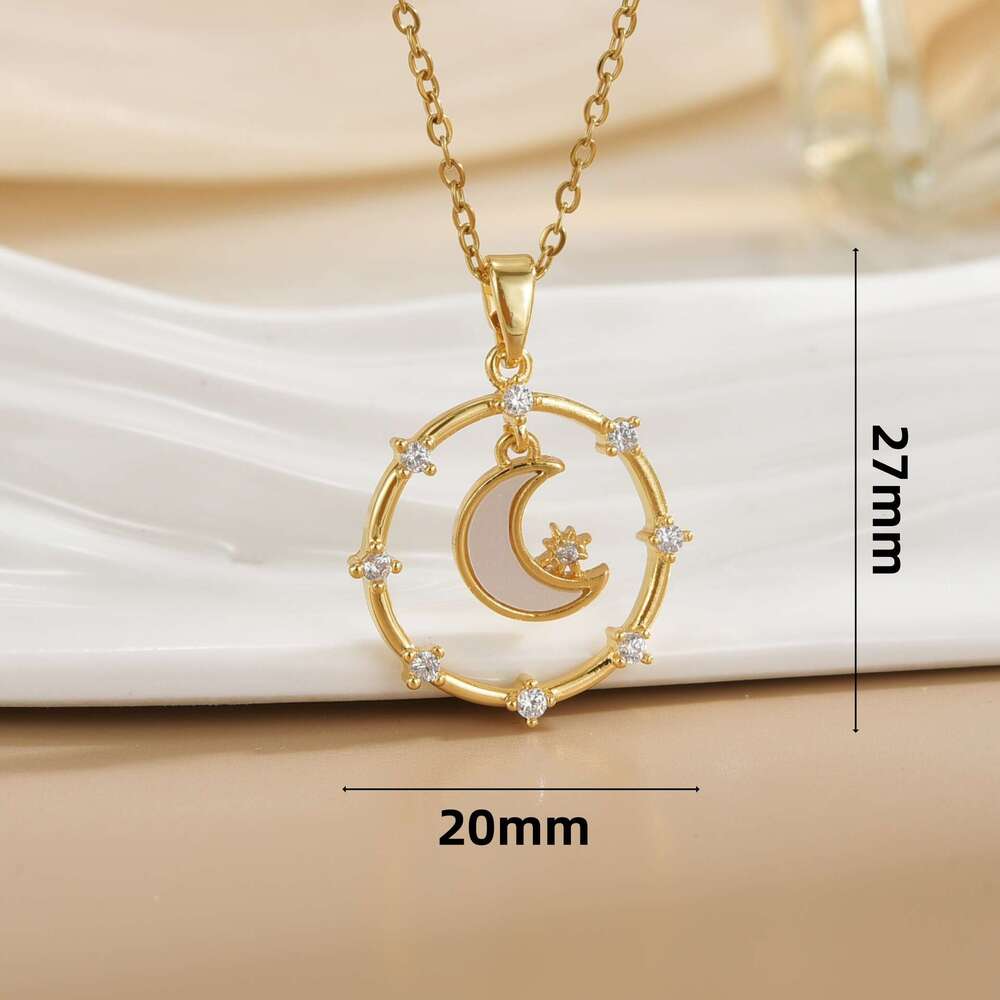 ~Necklace For Women Ins Niche Design High-End Light Collarbone Chain Moon Choker Student Best Friend 9Ca