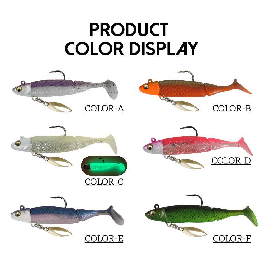 TOLU 15g/20g Artificial Soft Bait with Jig Spoon 6 Colors Jigging Soft Lure Rubber Bass for Freshwater Z250717