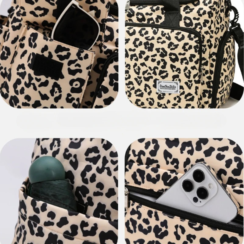 Classic Leopard Print Large Capacity Leisure Luggage Bag with Multiple Pockets and Shoe Compartment Sports Fitness Travel Bag 250714