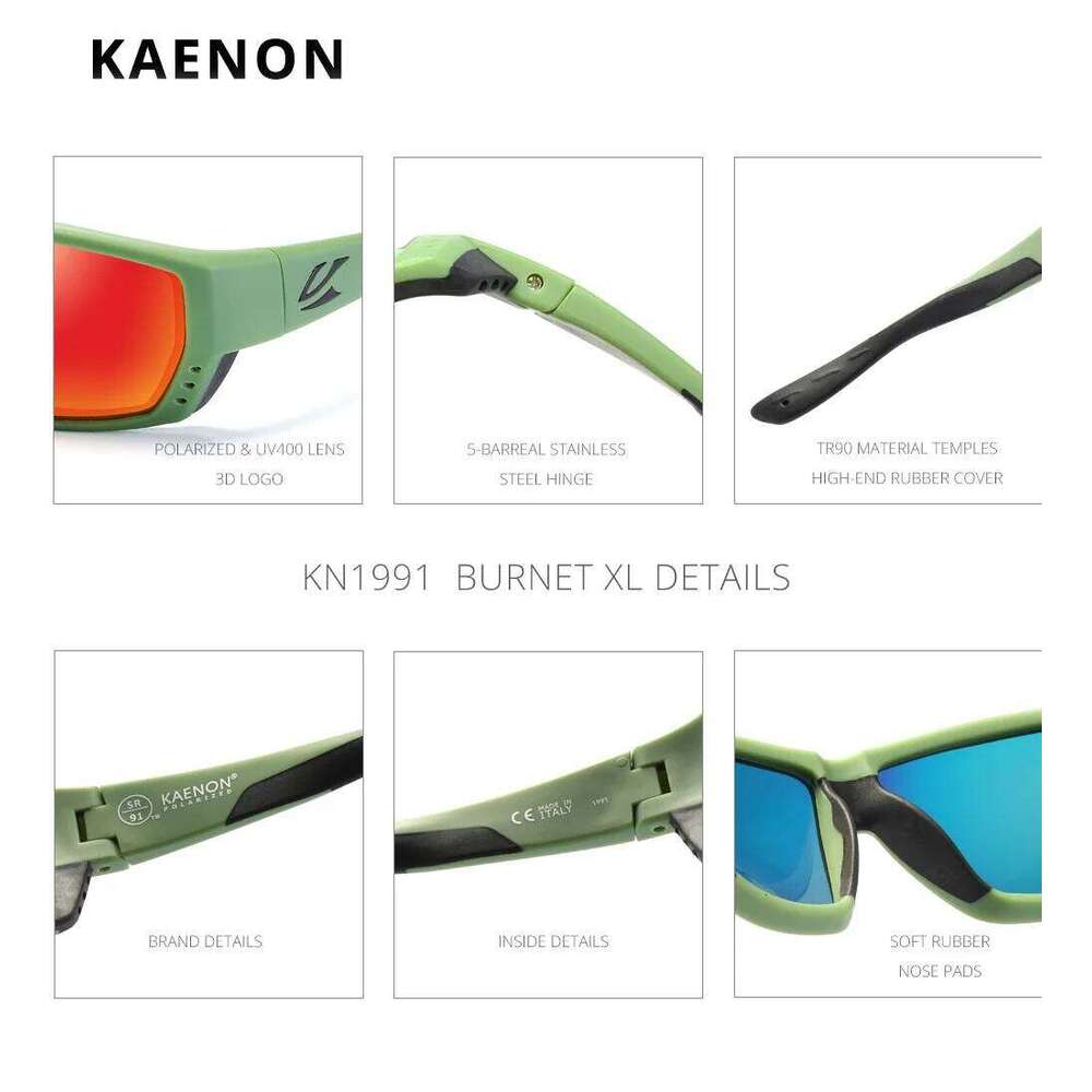 KAENON Original Brand Polarized Sunglasses TR90 Frame Comfortable Anti Slip Silicone Driving Goggles Fishing Glasses