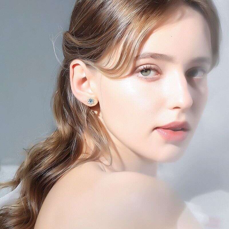 Tiktok Iuencer Style High-End Snowflake For Women Fashion Niche Moissanite Pure Sier Earrings Non-Fading 488