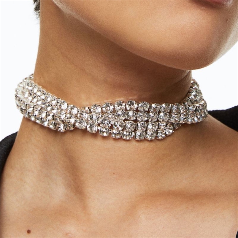 Stonefans Short Rhinestone Chain Twisted Rope Chokers Necklace for Women Statement Multi Layer Necklace Collar Crystal Jewelry 250716