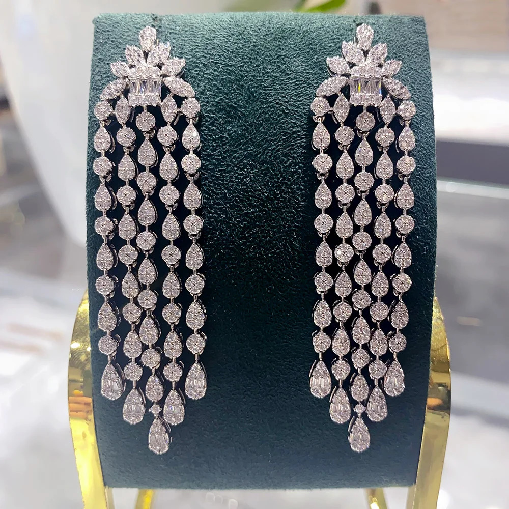 GODKI 2025 Trendy Link Chain Long Drop Earrings Cubic Zircon Earrings For Women Drop Earrings Brincos Fashion Jewelry 250716