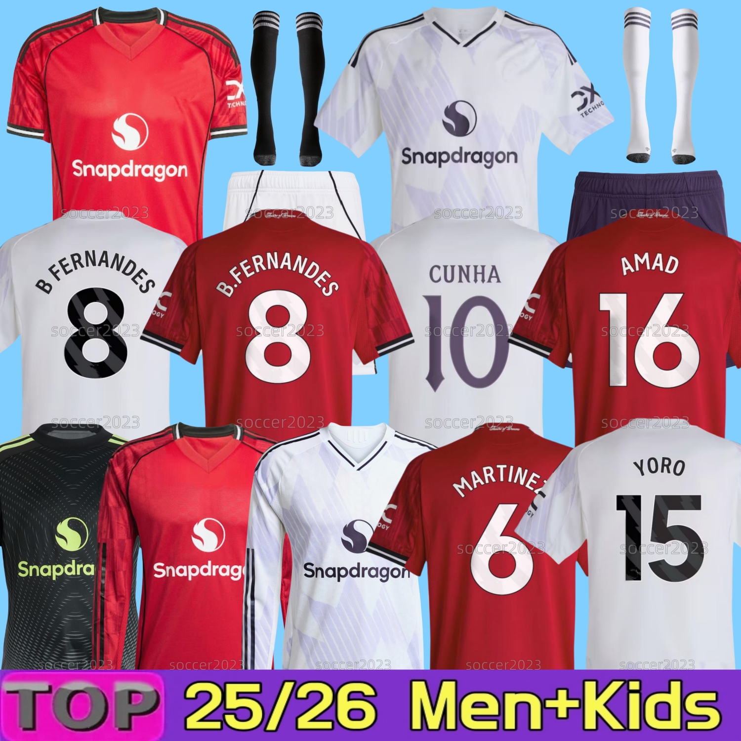 2025 2026 CUNHA Stone Roses Soccer Jerseys GARNACHO RASHFORD HOJLUND MARTINEZ CASEMIRO football shirt B. FERNANDES 24 25 26 men kids kits MAINOO ZIRKZEE AMAD ONANA