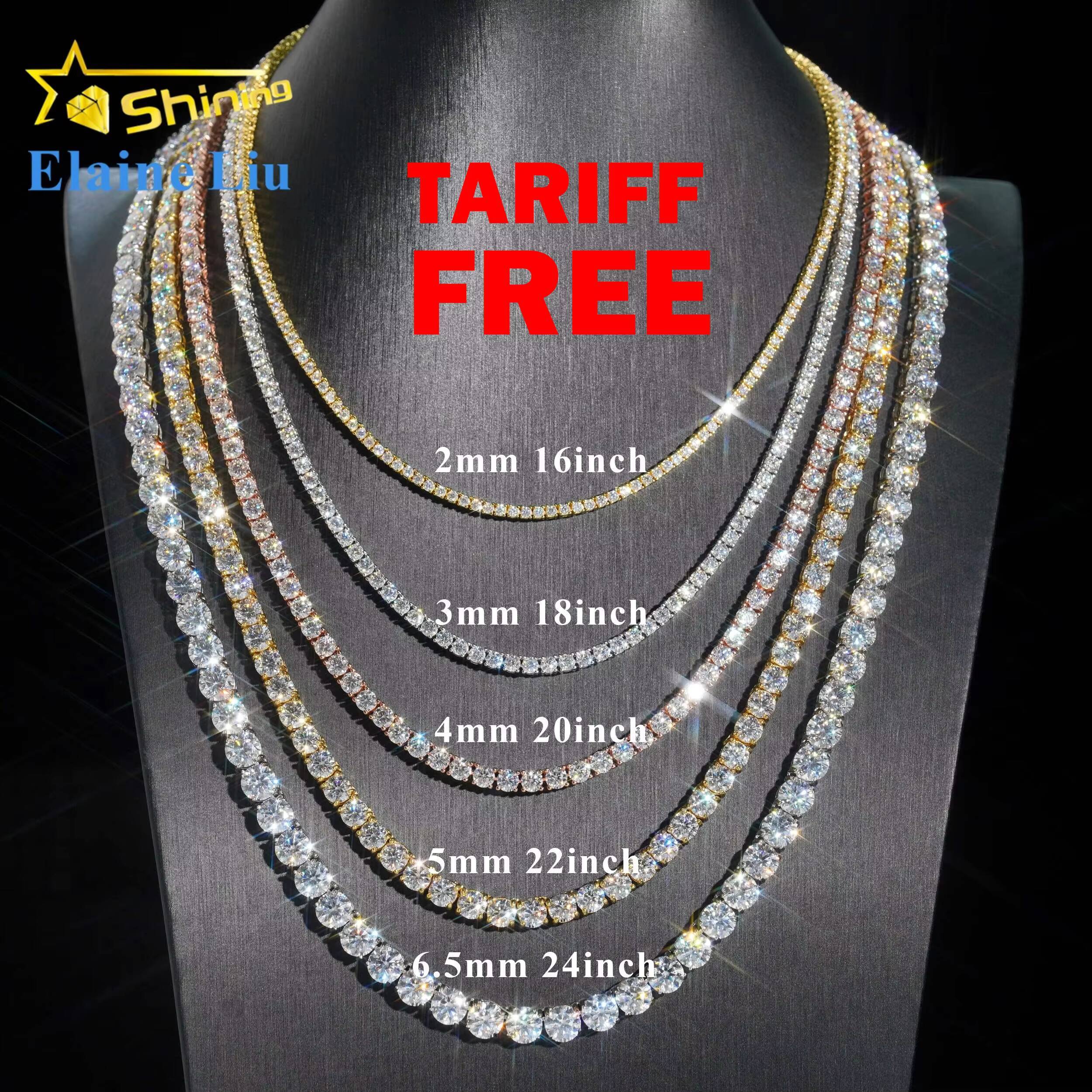 Wholesale Price RTS Tennis Bracelet Necklace Sterling Silver 925 Vvs Moissanite Diamond Hip Hop Jewelry Iced Out Tennis Chain