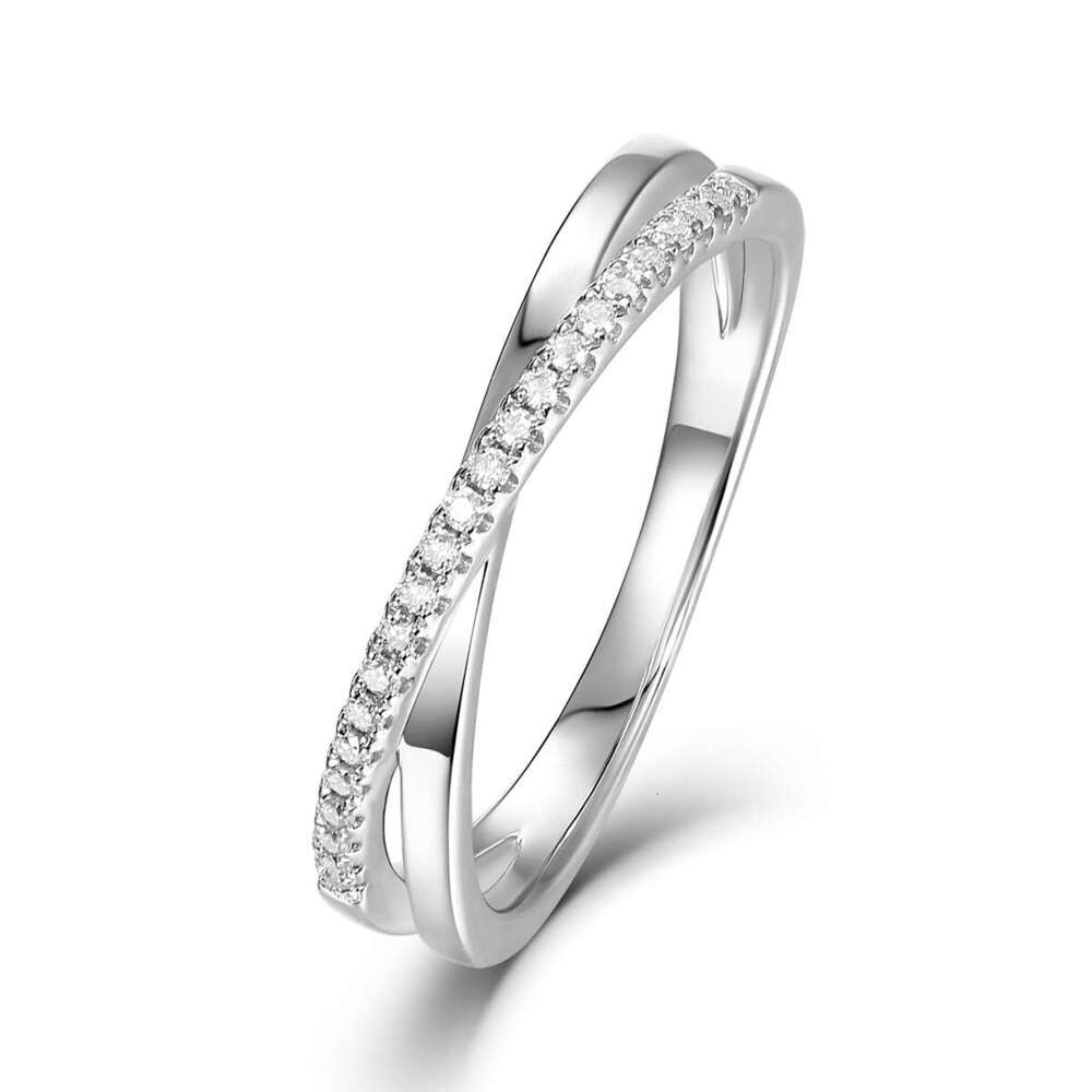 Korean Version Ins Style Light Luxury Row Tail Fashion Niche S Silver Moissanite X-Shaped Cross Ring Female 752