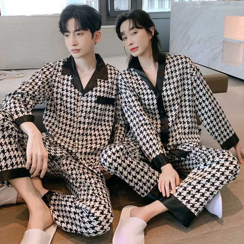 igh Quality Couple Pajamas Suit Summer Short Sleeve Long Pant Home Cloth Men Ice Silk Thin Satin Large Size Sleepwear Set Women W250717