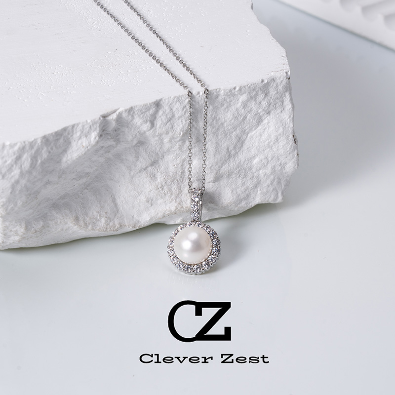 Natural Freshwater Pearls Freshwater Nucleated Double Layers Sparkling Zirconia Pendant Fashion Party Ladies Gift
