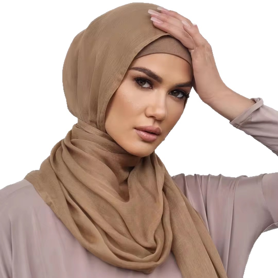 K1383 Cross-border African headscarf rayon modal double needle wide edge bag monochrome fashion shawl scarf