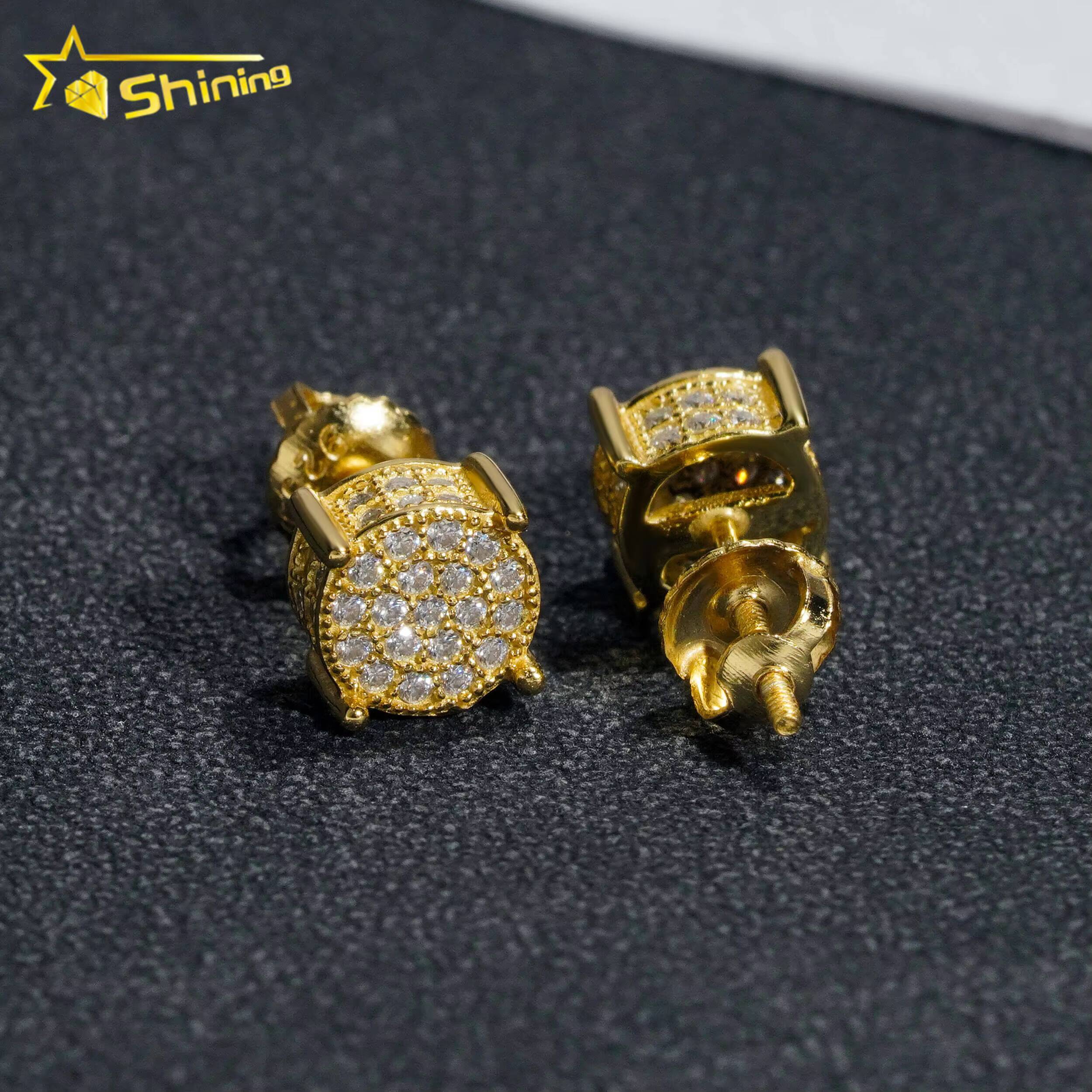 Hip Hop Jewelry 925 Sterling Silver Moissanite Diamond Earrings GRA Certificate Diamond Stud Earrings Screw Back