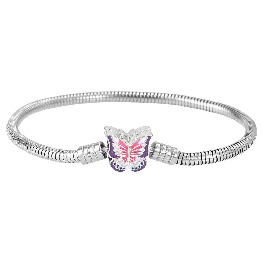 Creative Women's Heart Butterfly Zircon Snake Bone Basic Chain DIY Pendant Beaded Jewelry Bracelet 97B