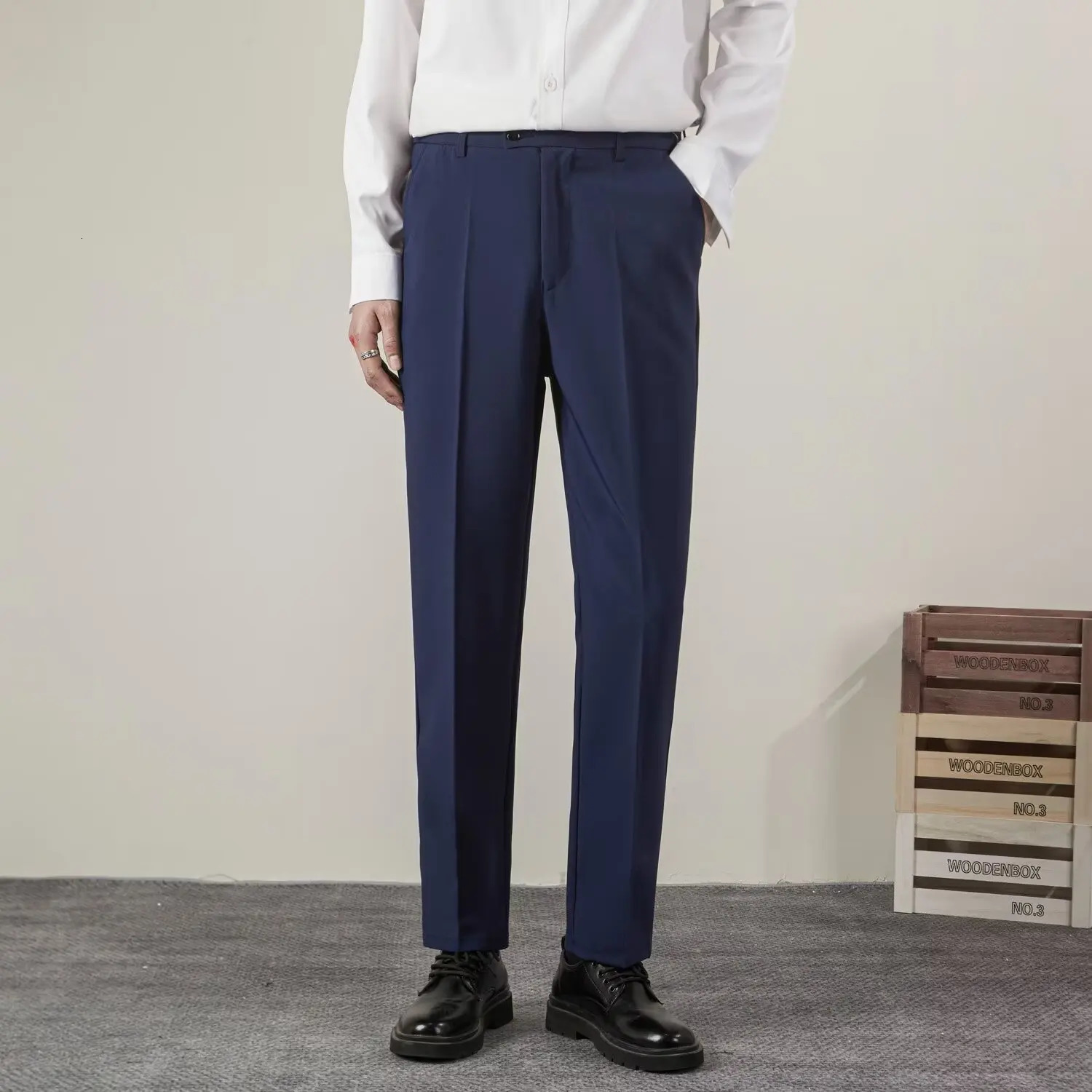 Summer Mens Solid Color Straight Casual Pants Fashion Classic Business Casual Male Clothing Classic Slim Suit Trousers 250715