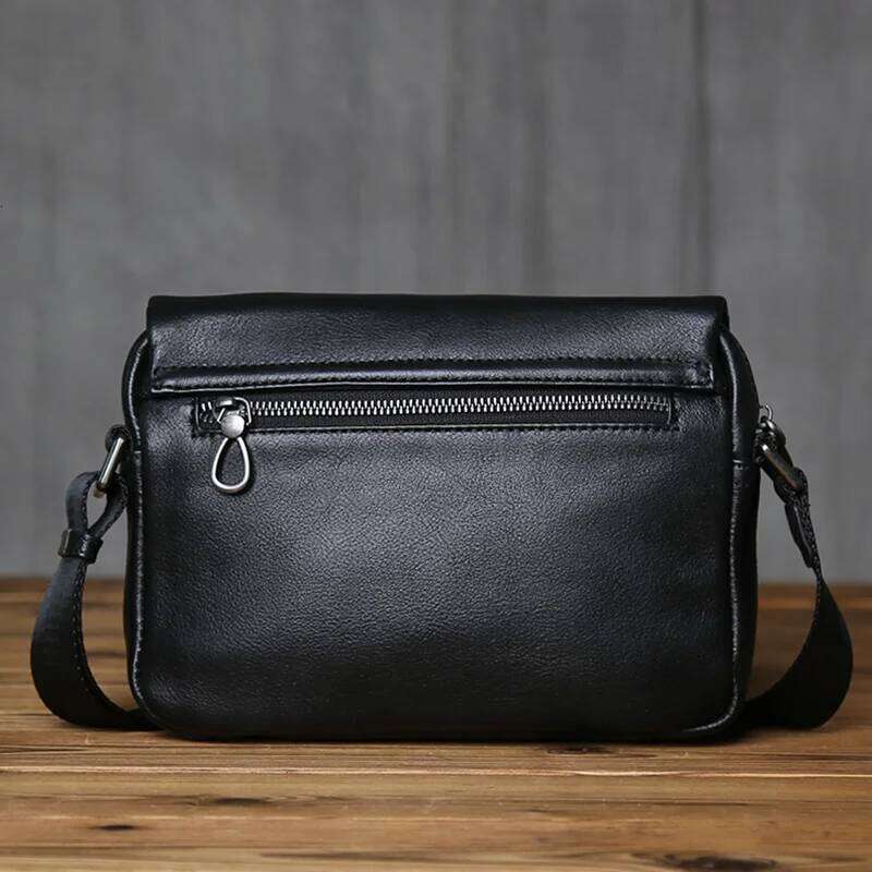 NZPJ Men's Genuine Top Layer Cowhide Leather Shoulder Bag Casual Messenger Mini Backpack Fashion Trend For 8-Inch iPad