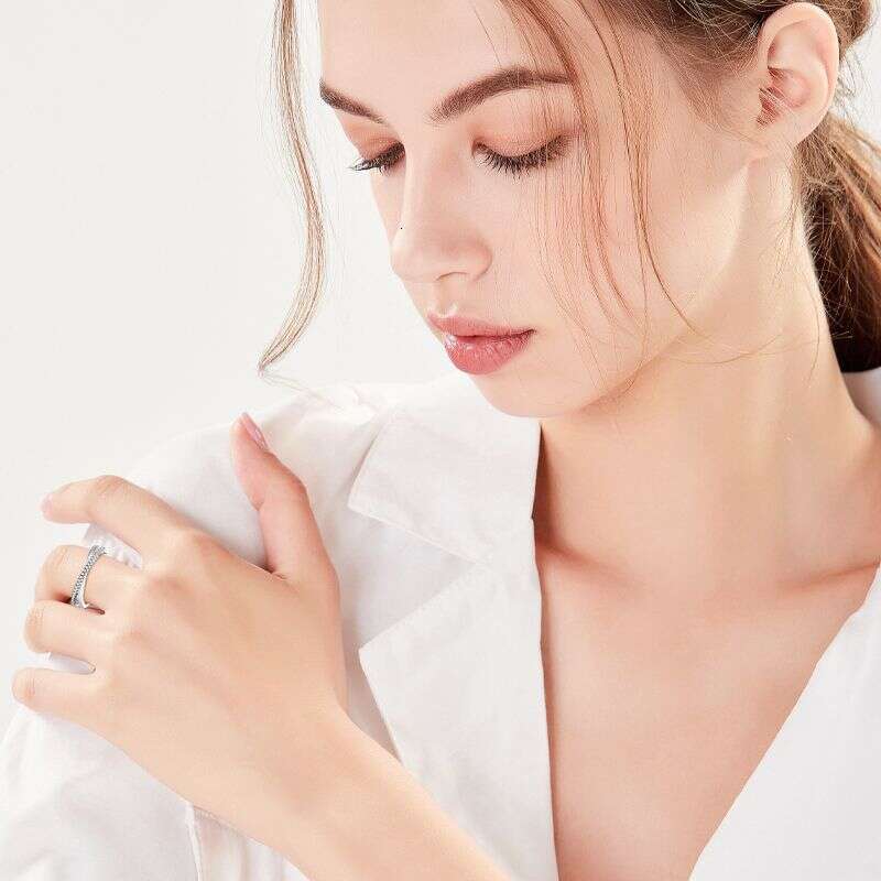 Korean Version Ins Style Light Luxury Row Tail Fashion Niche S Silver Moissanite X-Shaped Cross Ring Female 752