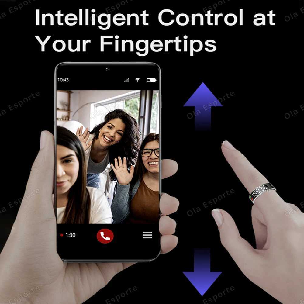 Smart Ring with Display Screen Gesture Swipe Tiktok Video Health Monitoring IP68 5ATM Waterproof Smart Ring for Men Women Rings W250819