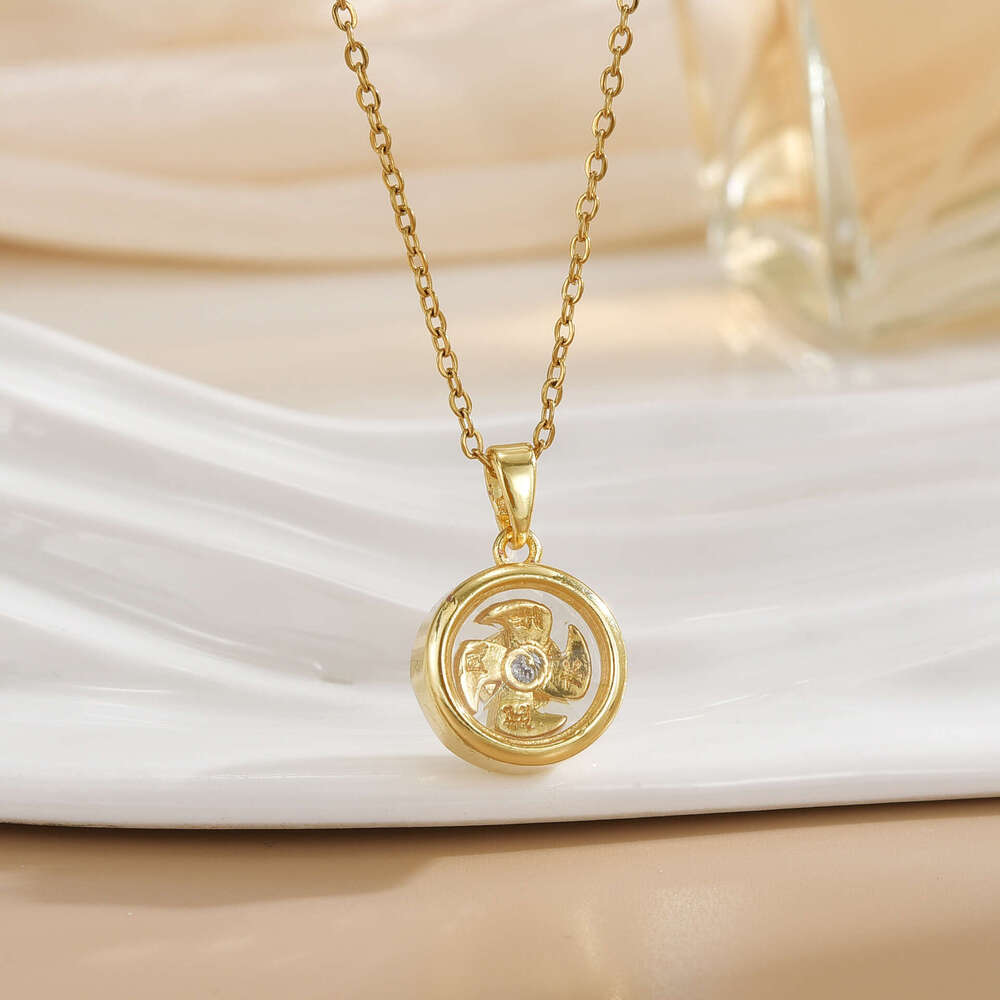 Trendy Rotating Titanium Steel Jewelry Fashion Versatile Niche Necklace Accessories For Women 50B