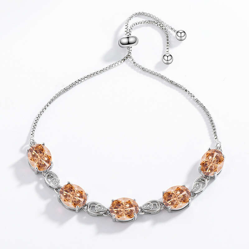 Moissanite Crystal Bracelet with Dia Inlay, Colorful Pull-out Adjustable Jewelry for Women, High Carbon Stone 8c9