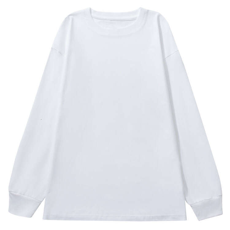 Ribbed Cuff Pure Cotton T-Shirt For Women 220G Knitted Loose Long Sleeve Top Ins Style B5