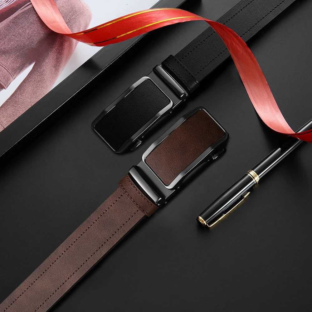 Fashionable Mens Leather Belt Mens High-quality Leather Belt Business Automatic Buckle Ratchet Belt Randomly Adjustable W250717