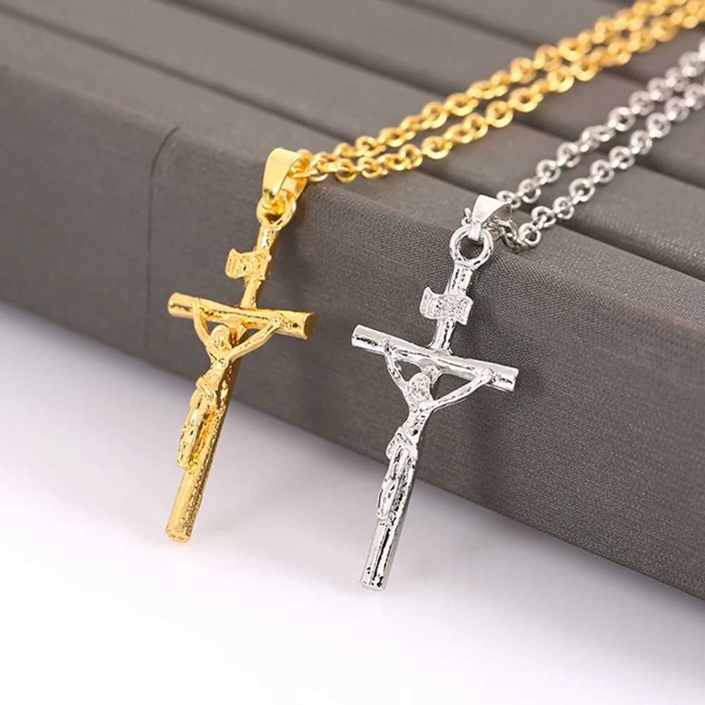 Fashion Gold Color Choker Jewelry Gift INRI Cross Necklaces Pendants Women Men Gifts XJ250717