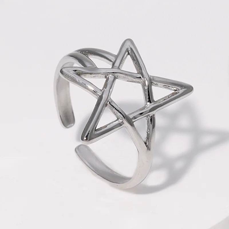 20pcs/lot Vintage Stainless Steel Gold Silver Color Star Open Adjustable Ring for Women Men Fashion Jewelry Gift Wholesale 250716