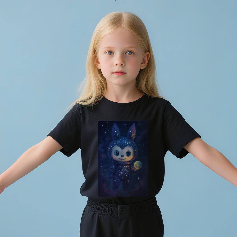 ddmywed Boy and girl Children's T-shirt T-shirt with an image of cat wearing a space suit
