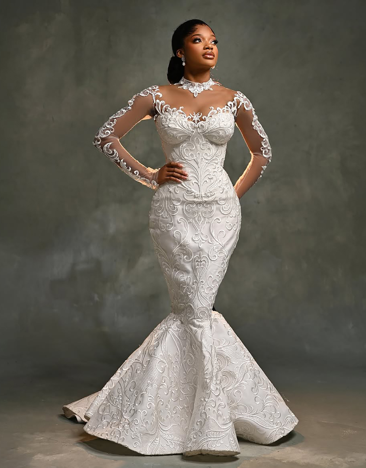 Vintageinspired Mermaid Wedding Dresses High Neck Long Sleeve Embroidery Bridal Gowns Sweep Train Customized Vestidos De Novia