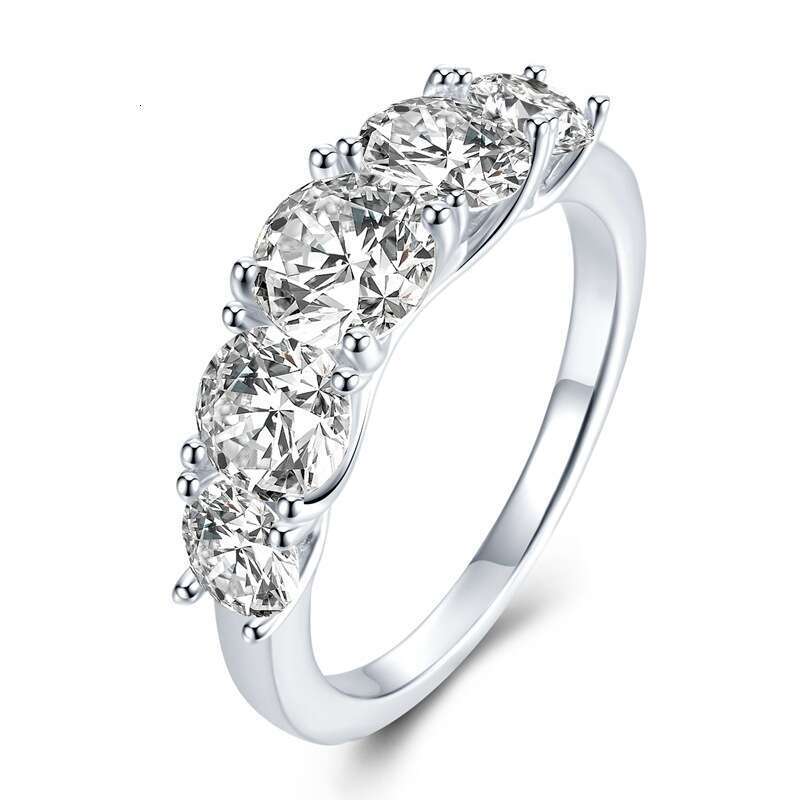 S Pure Silver Moissanite Row Light Luxury High-End Live 5 Diamond Design Ring For Women Ffd