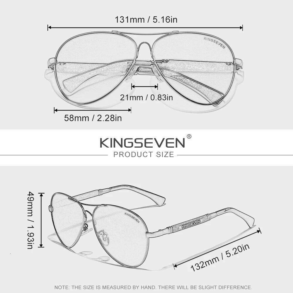 KINGSEVEN Pilot Sunglasses Quality Titanium Alloy Polarized UV400 Trendy Glasses For Men Women Driving Eyewear