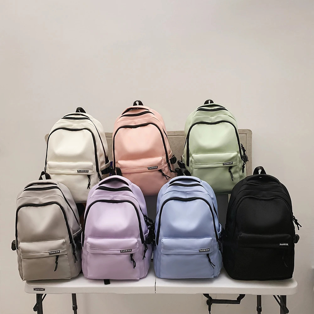 Large Capacity Solid Color Backpack for High School Students Simple Black Travel Backpack for Middle School Students 250714