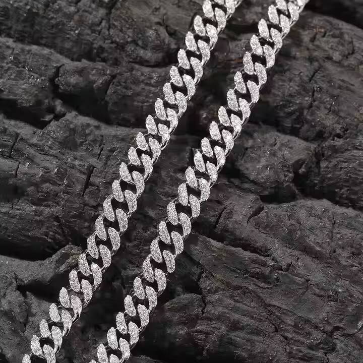 Fine Jewelry 6MM Cuban Link Chain 925 Sterling Silver Moissanite Hiphop Jewelry Women Men Necklace Bracelet Wedding Religious