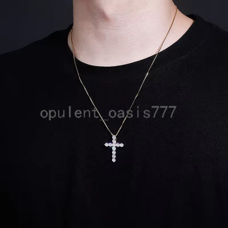 Cheapest 925 Sterling Silver GRA Certified 3mm Vvs1 Moissanite Diamond Box Chain Womens Cross Pendant Necklace