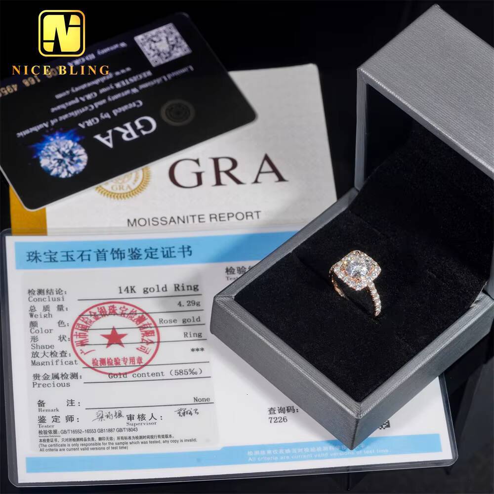 Classic Diamond Wedding Rings Women 14K Real Gold Round Cut VVS Moissanite Engagement Ring for Women