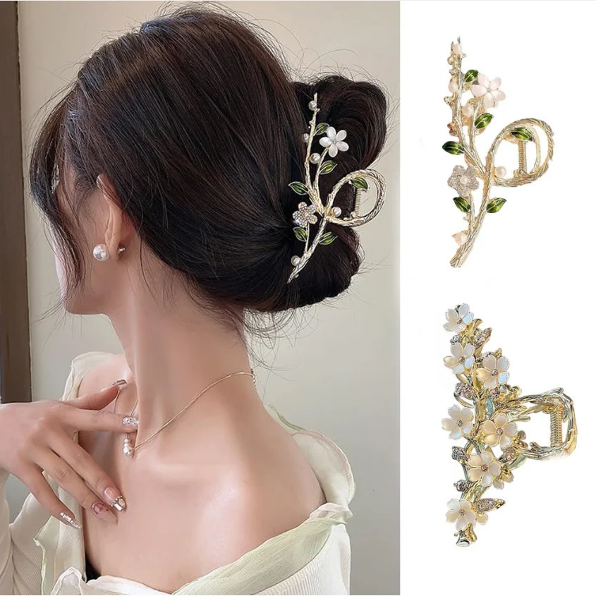 Sweet Metal Flower Hair Claw Clip Ponytail Grab Hair Clips Shark Clip Woman Hairpins For Girl Hair Accessories Headdress 250716