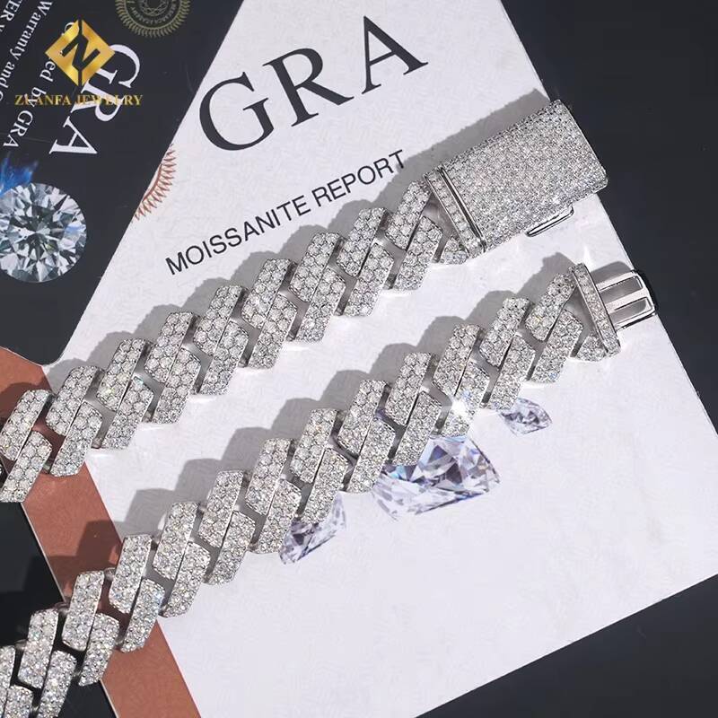 Wholesale Price Fashion Cuban Link Chain 925 Sterling Silver Moissanite 16mm Men Hip Hop Rapper Luxury Pass Diamond Tester